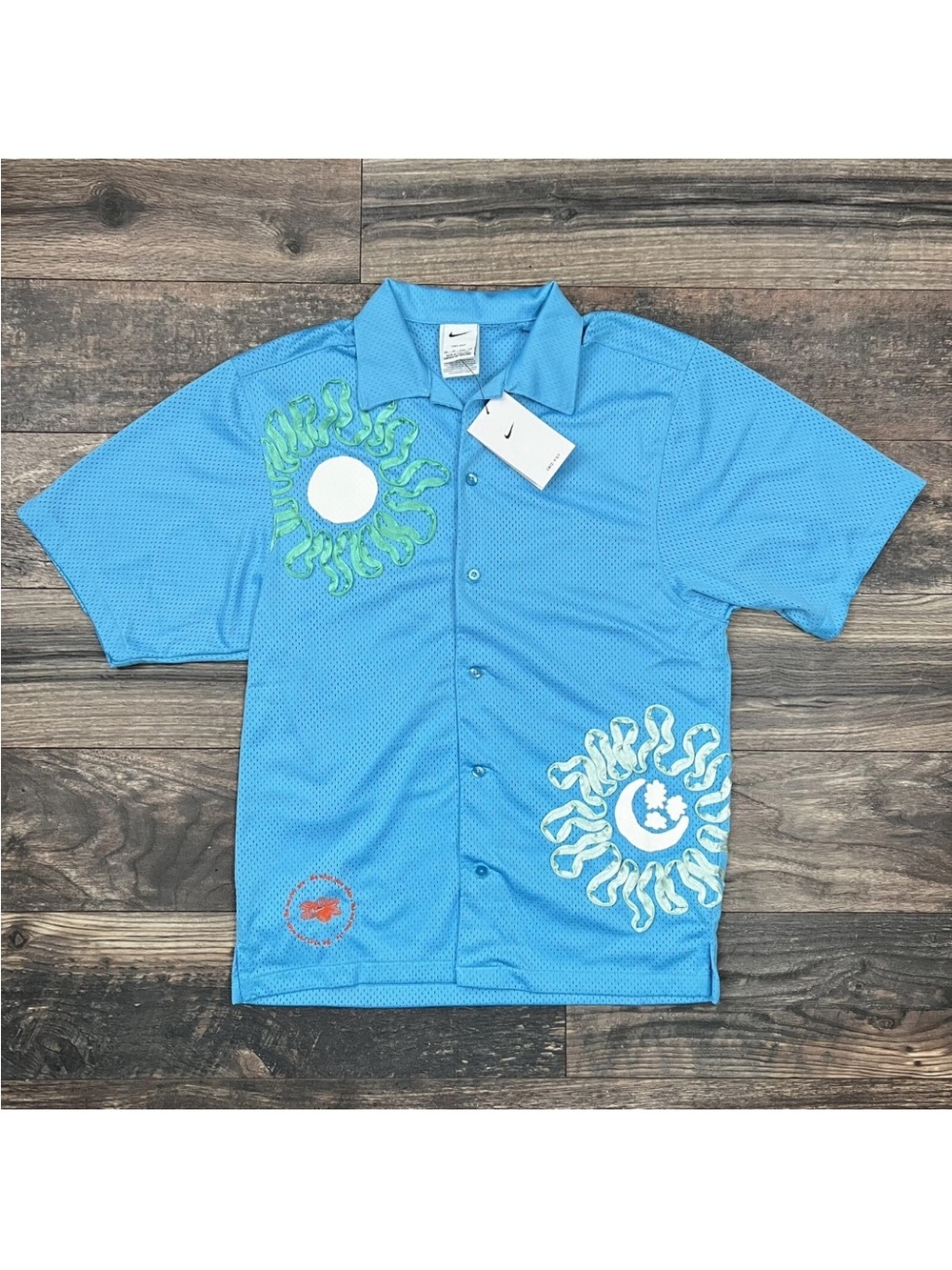 Nike Uphoria Men's Size XS Blue Short Sleeve Button Up Collared Mesh Shirt
